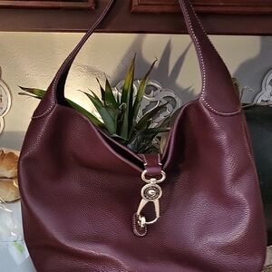 Elegant Dooney Bourke Burgundy Leather Shoulder Bag and matching wallet